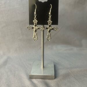 Elegant Silver Cross Earrings